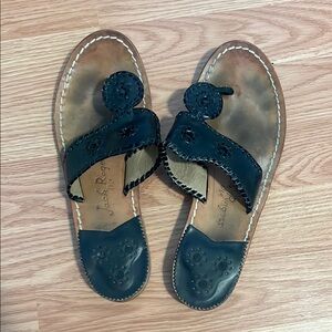 Jack Rogers Black Sandals with Braided Design